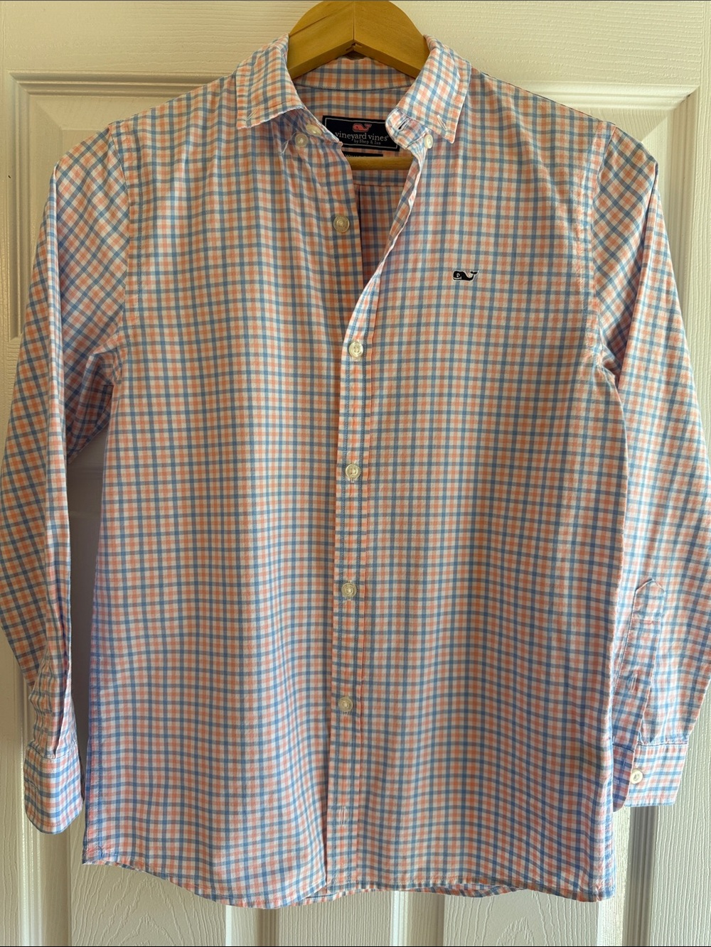 Vineyard Vines Boy’s Pink & Blue Check Cotton Button-Down Shirt